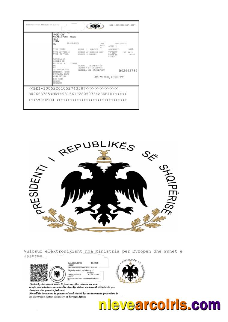 Albania e-visa, version 3